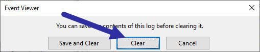Right click on the Operational and select the Clear log 1